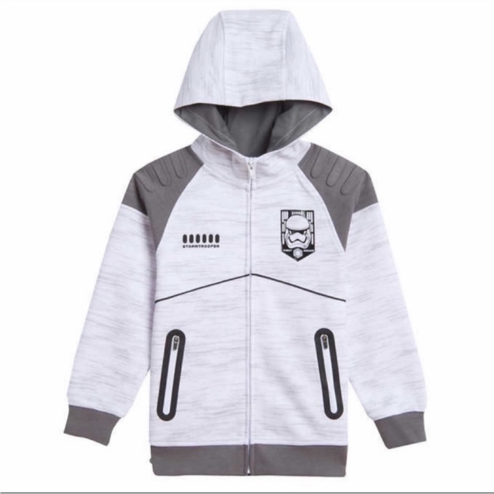 NWT STAR WARS Youth Boys Full Zip Hoodie WHITE - size L (14/16)